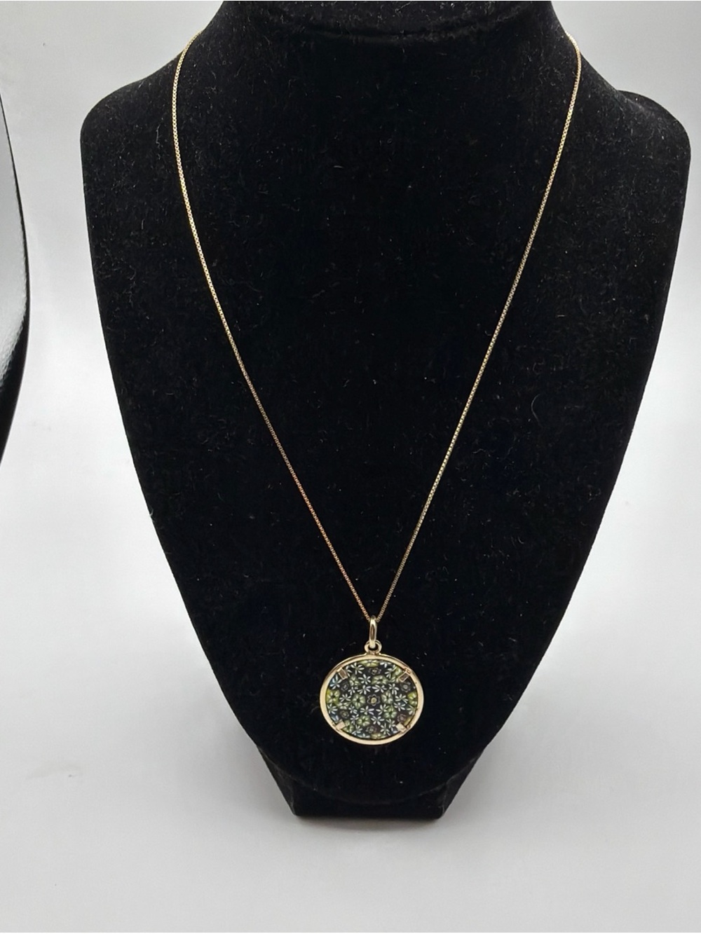 Vintage Murano Glass Pendant Necklace Millefiori Gold Tone Sterling Silver 925